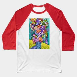 Cute Abstract Flowers in a Blue Vase Still Life Painting Baseball T-Shirt
